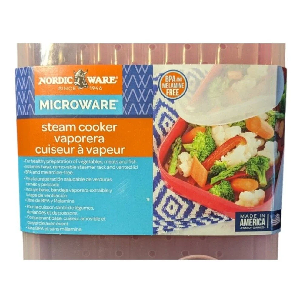 NORDIC WARE Microwave Steam Cooker Tray Vegetable Seafood 3 pieces Vented NEW